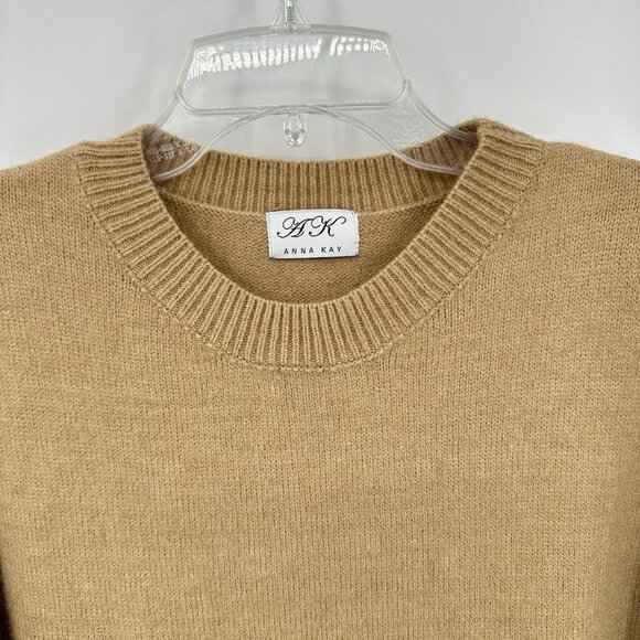 ANNA KAY sweater dress knit wool blend patch pockets midi long sleeve tan 2 - Picture 6 of 8